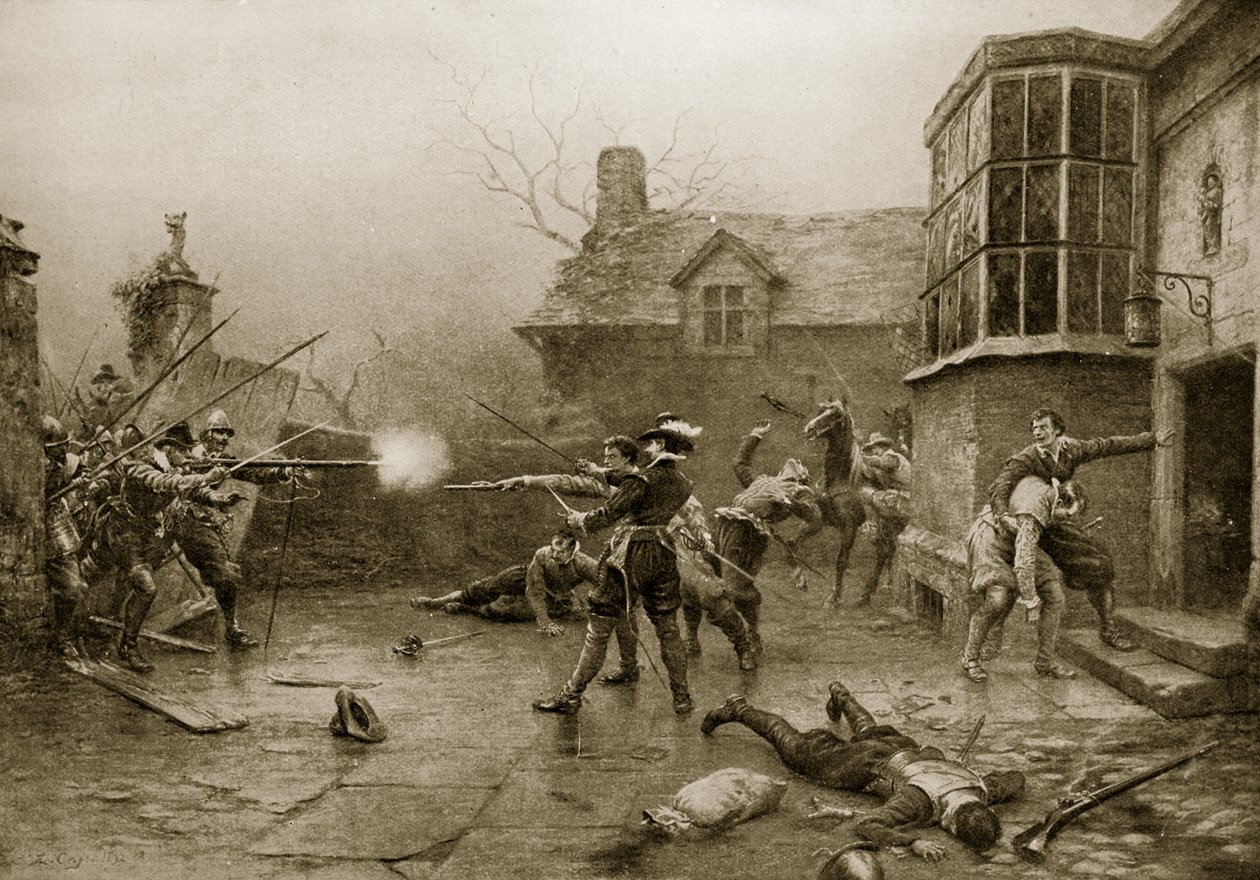 Den siste standen til Gunpowder Conspirators, 1606, illustrasjon fra 