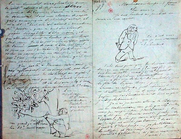 Illustrert brev til Paul Verlaine (1844-96), 3. mars 1881 (penn og blekk på papir) av Ernest Delahaye