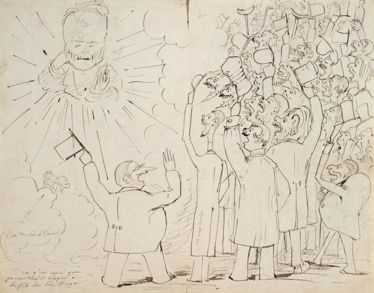 The Celebration for Old Hugo, karikatur av Victor Hugo (1802-85) fra et brev til Paul Verlaine, ca. 1880 av Ernest Delahaye
