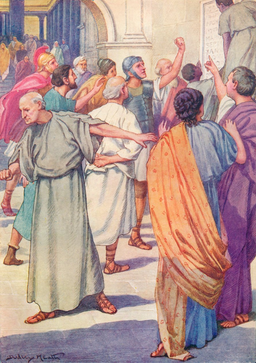 'Lister over de som ble dømt ble hengt opp i forumet', c1912 1912 av Ernest Dudley Heath