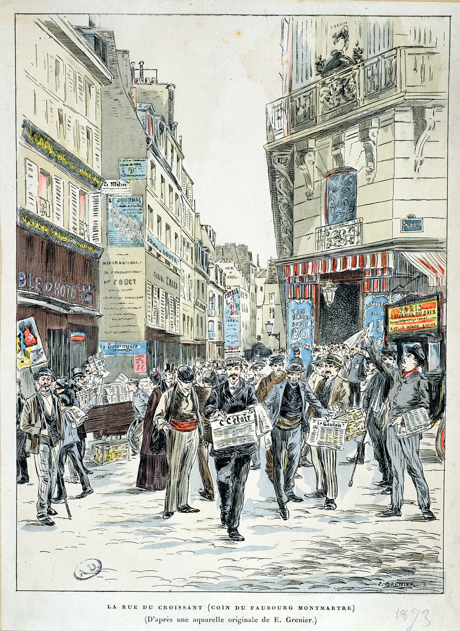 Utsikt over Rue de Croissant i det 11. arrondissementet i Paris, 1893 av Ernest Grenier