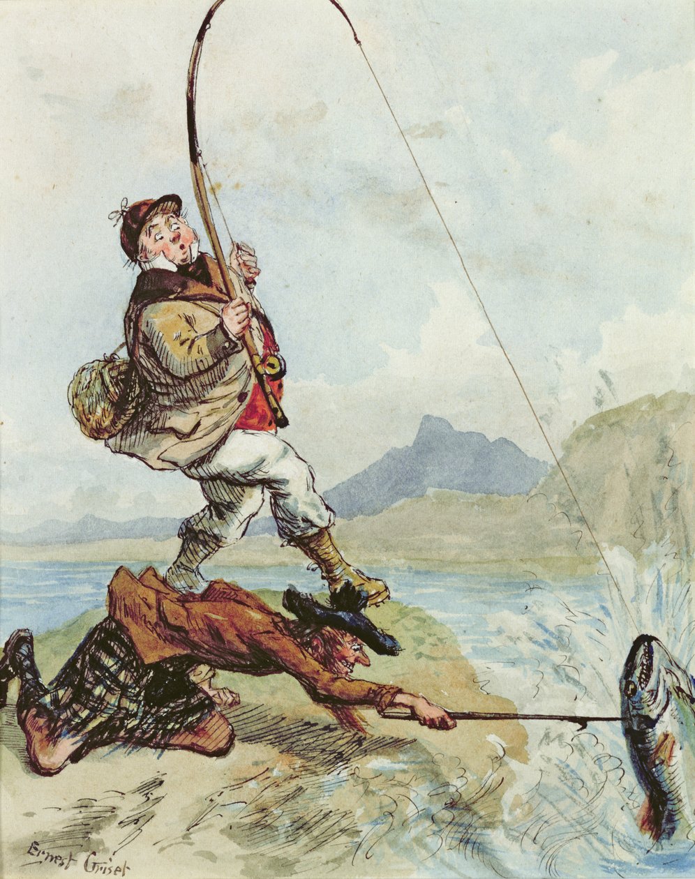 Mr Lovejoys ferietur til høylandet lakseørretfiske, fra en serie på åtte (se også 91103) av Ernest Henry Griset