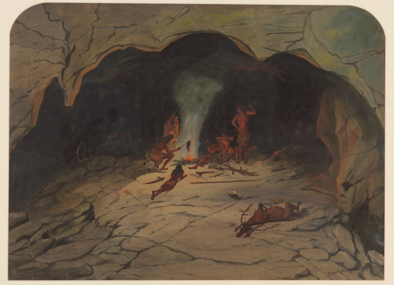 Forhistorisk scene, 1871 av Ernest Henry Griset
