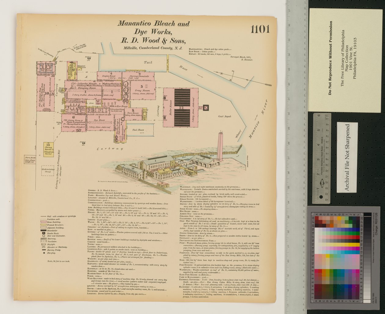 Manantico Bleach and Dye Works, Hexamer General Surveys, bind 12, plate 1101 av Ernest Hexamer
