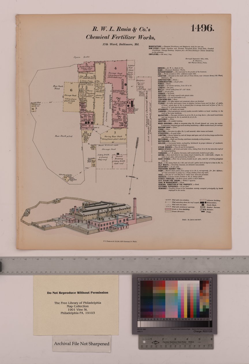 R.W.L. Rasin & Co. Chemical Fertilizer Works, Baltimore, Maryland, Hexamer General Surveys, 1880 av Ernest Hexamer