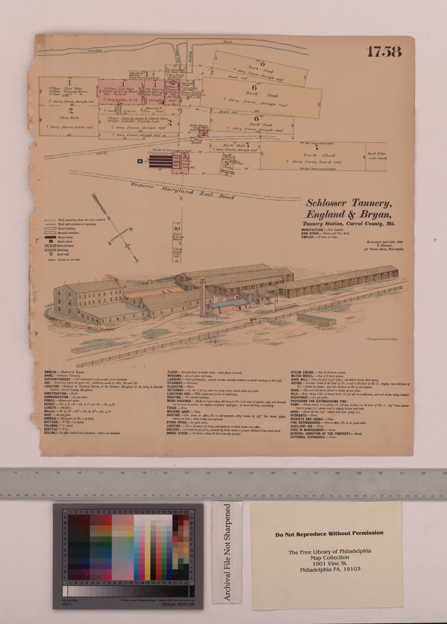 Schlosser Tannery, England og Bryan Tannery Station, Maryland, Hexamer General Surveys, 1883 av Ernest Hexamer