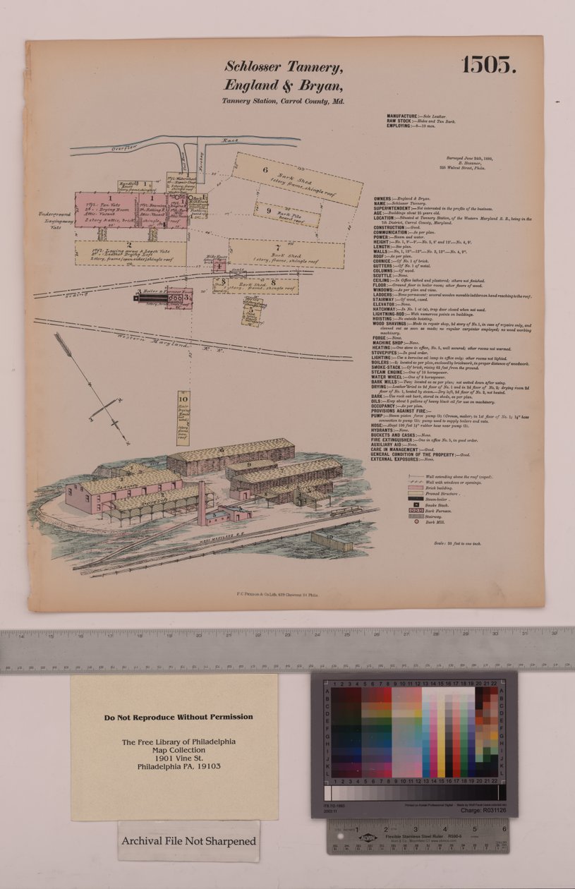 Schlosser Tannery, England og Bryan Tannery Station, Maryland, Hexamer General Surveys, 1880 av Ernest Hexamer