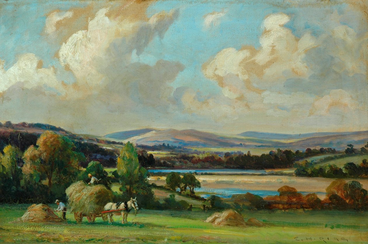 Høyproduksjon i Yorkshire (olje på lerret) av Ernest Higgins Rigg