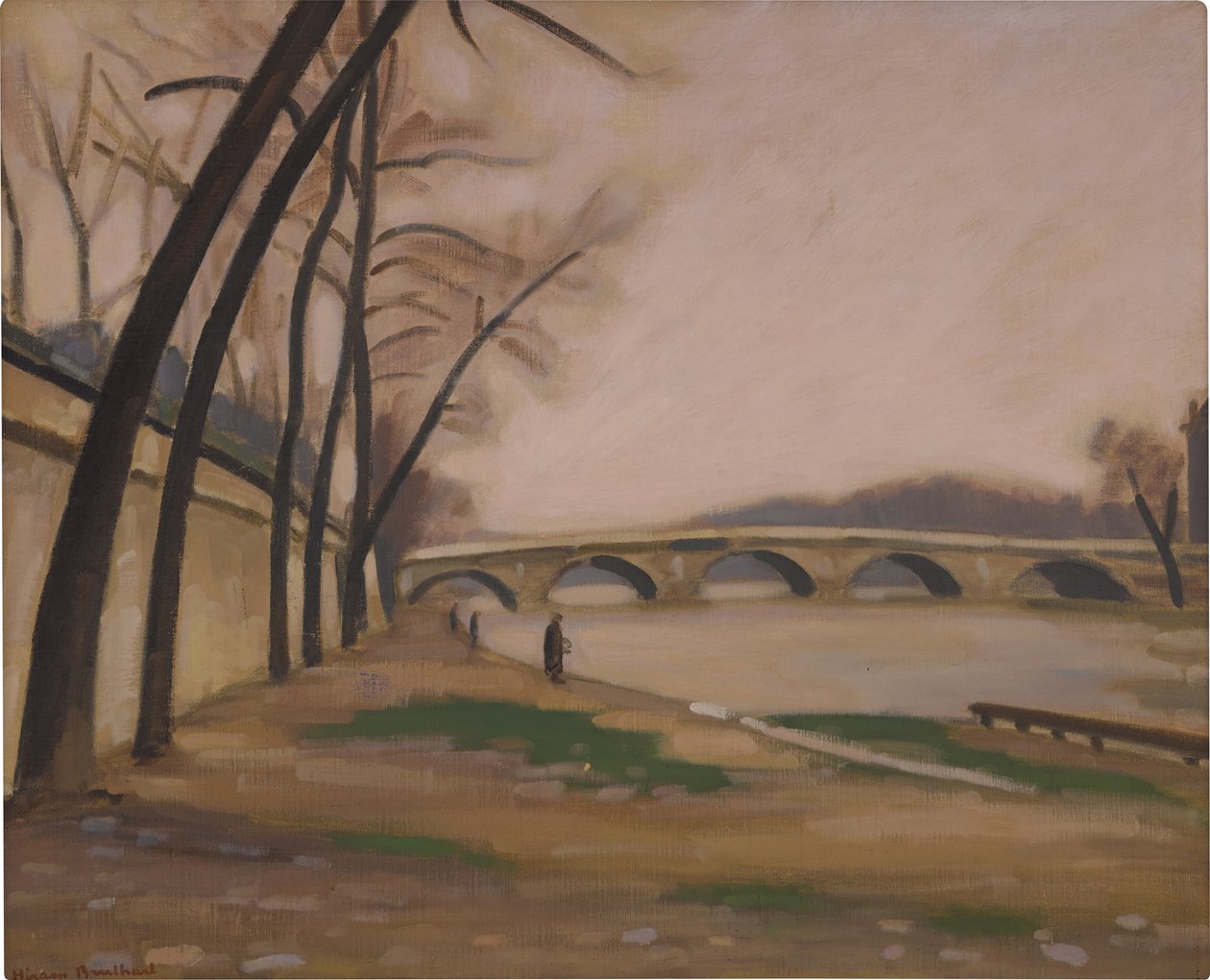 Banks of the Seine i Paris, ca. 1920-30 (olje på lerret) av Ernest Hiram Brülhart