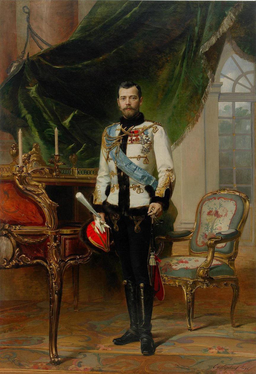 Portrett av keiser Nicholas II 1868-1918, 1896 av Ernest Karlovich Liphart