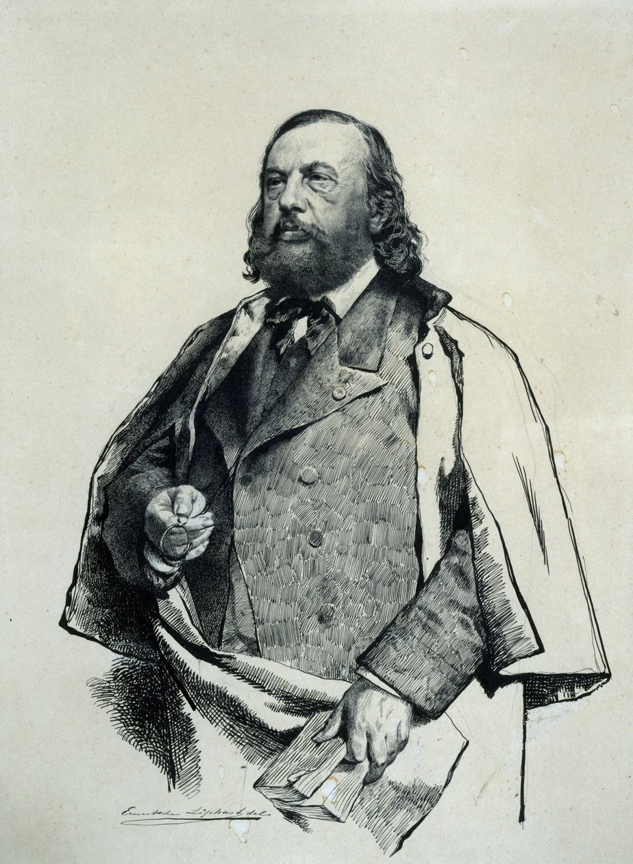 Portrett av poeten Théophile Gautier 1811-1872, 1879. av Ernest Karlovich Liphart