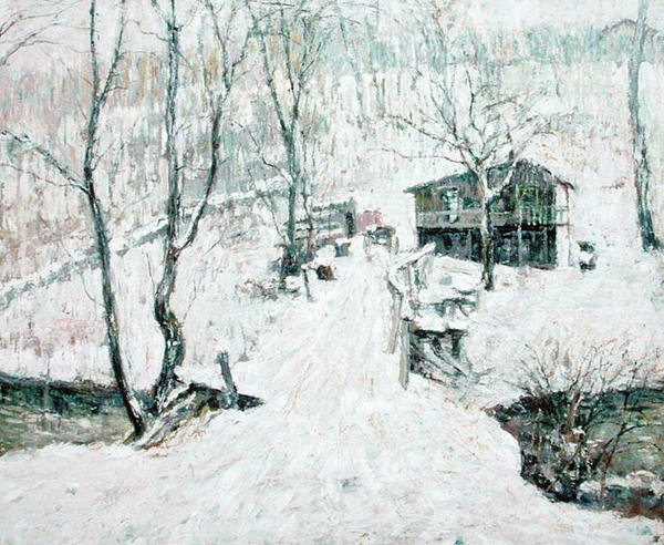 Country scene, vinter av Ernest Lawson
