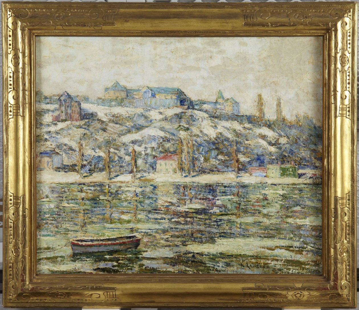 Harlem River i snø av Ernest Lawson