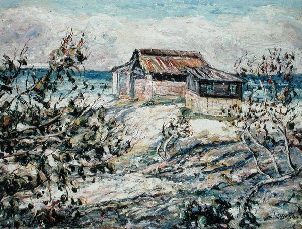 Ocean Shack, Key West, Florida (olje på lerret) av Ernest Lawson