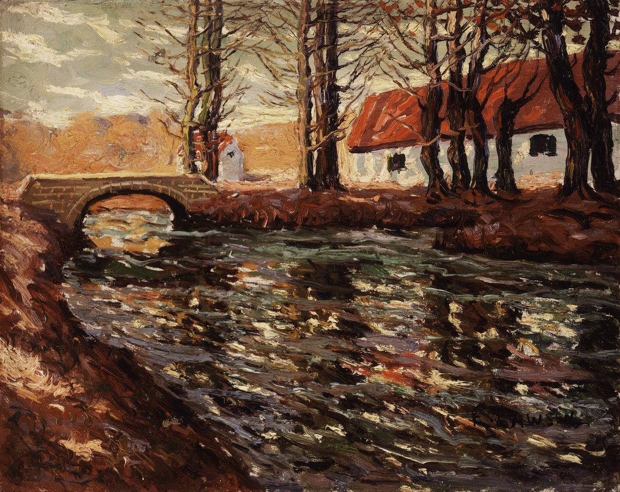 Elvelandskap, ca. 1920 av Ernest Lawson