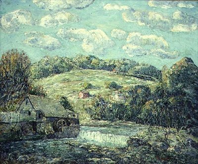 The Old Mill, Wilton, Connecticut (olje på lerret) av Ernest Lawson