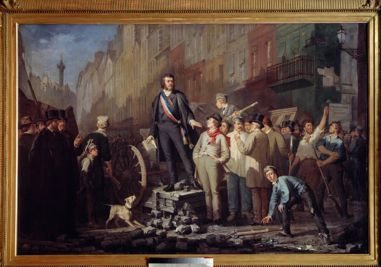 Alphonse Baudin (1811-1851) på barrikaden til den faubourgske Saint Antoine 3. desember 1851 Under opprøret provosert av statskuppet til Louis Bonaparte (fremtidige Napoleon III) av 2.12.1851, døde deputaten Alphonse Baudin den barrikadene i Pa av Ernest Louis Pichio