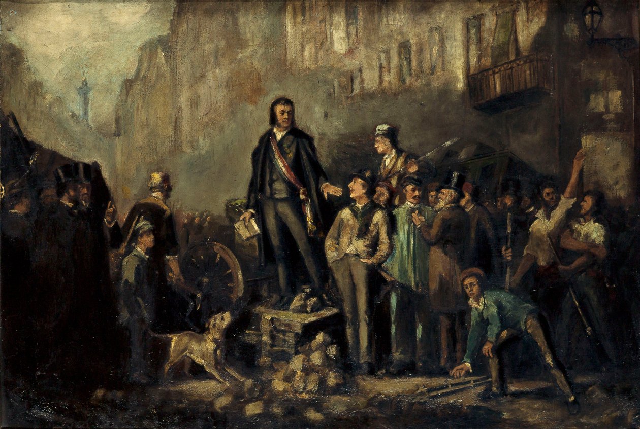 Alphonse Baudin (1811-51) på barrikaden til Faubourg Saint-Antoine 3. desember av Ernest Louis Pichio