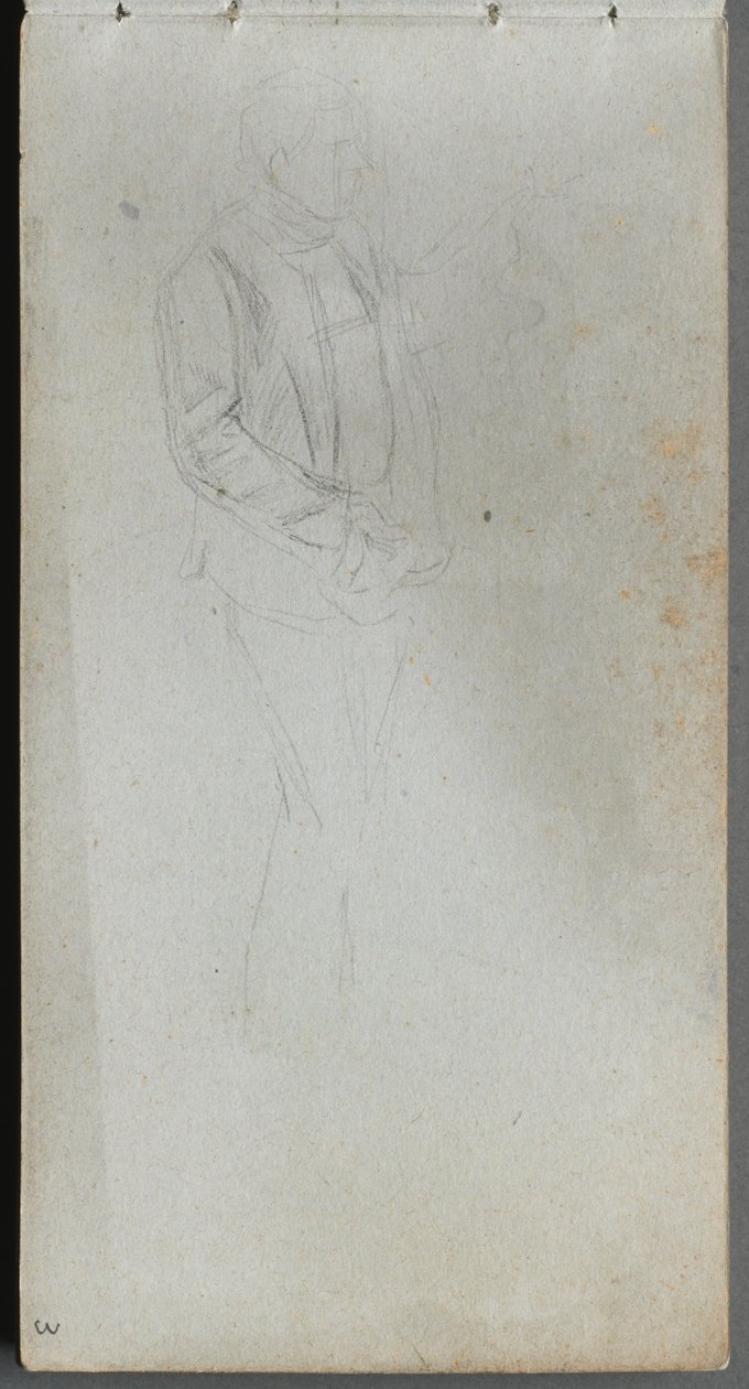 Skissebok, side 03: Figurstudie. av Jean Louis Ernest Meissonier