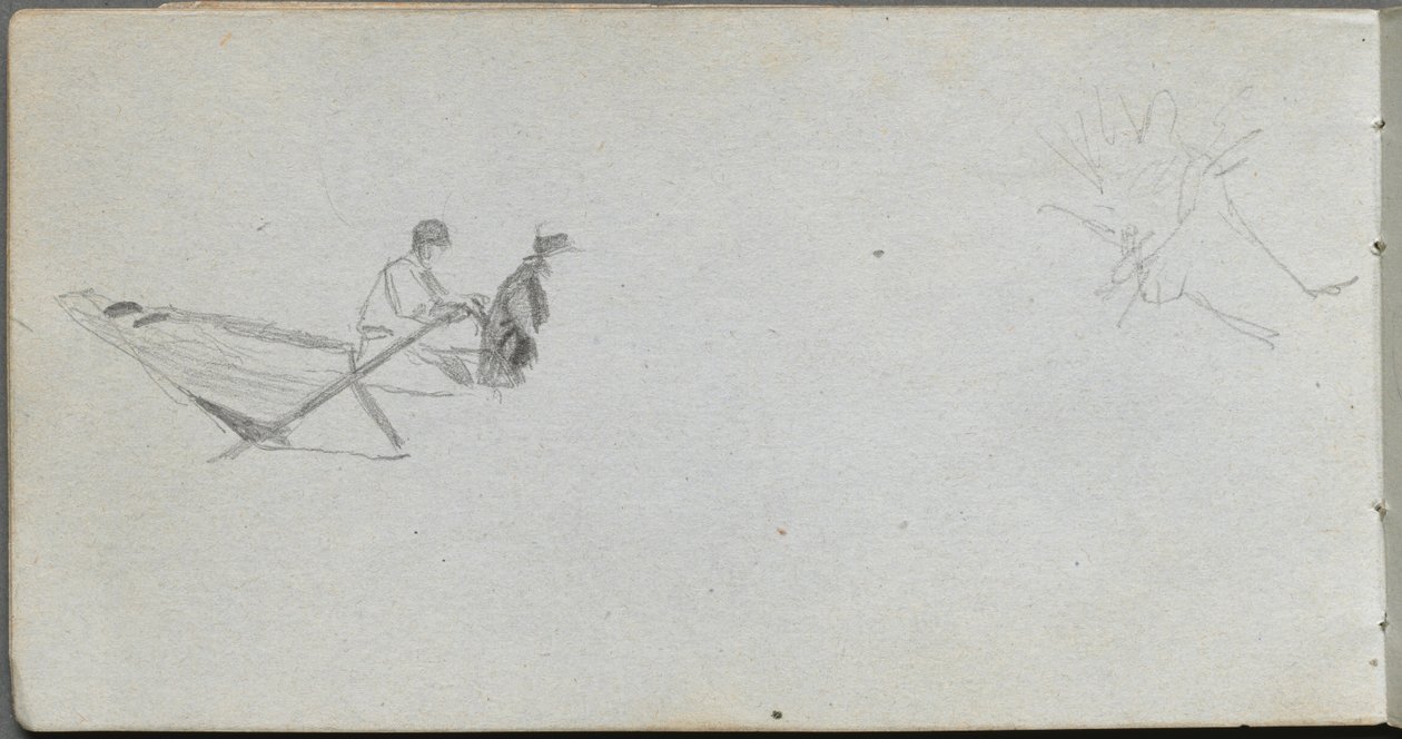 Skissebok, side 04: Figurer i en båt. av Jean Louis Ernest Meissonier