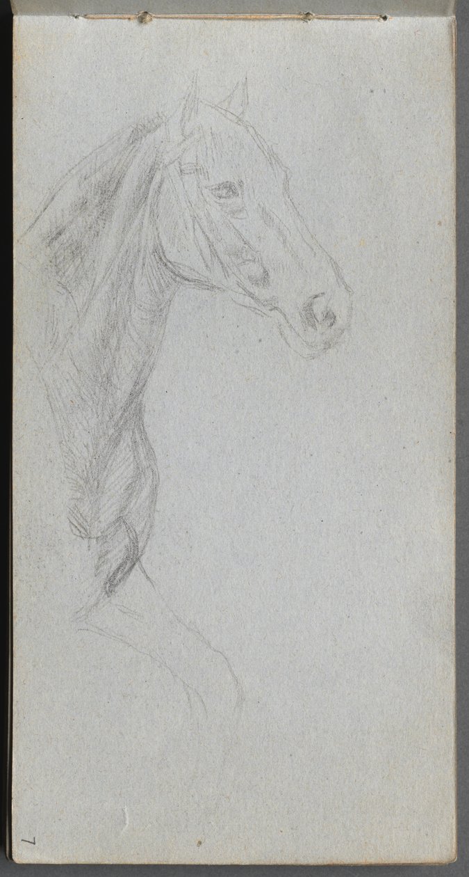 Skissebok, side 07: Studie av en hest. av Jean Louis Ernest Meissonier