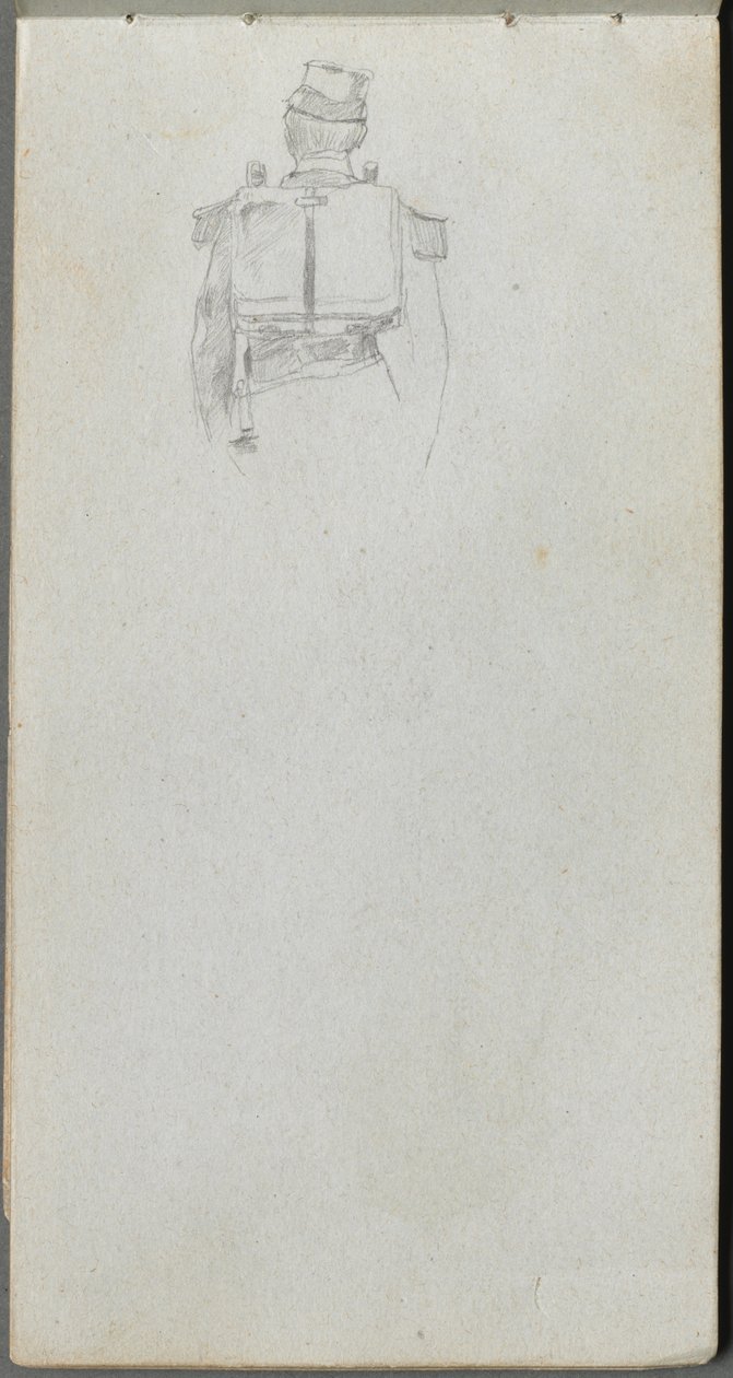Skissebok, side 08: Studie av en soldat bakfra. av Jean Louis Ernest Meissonier