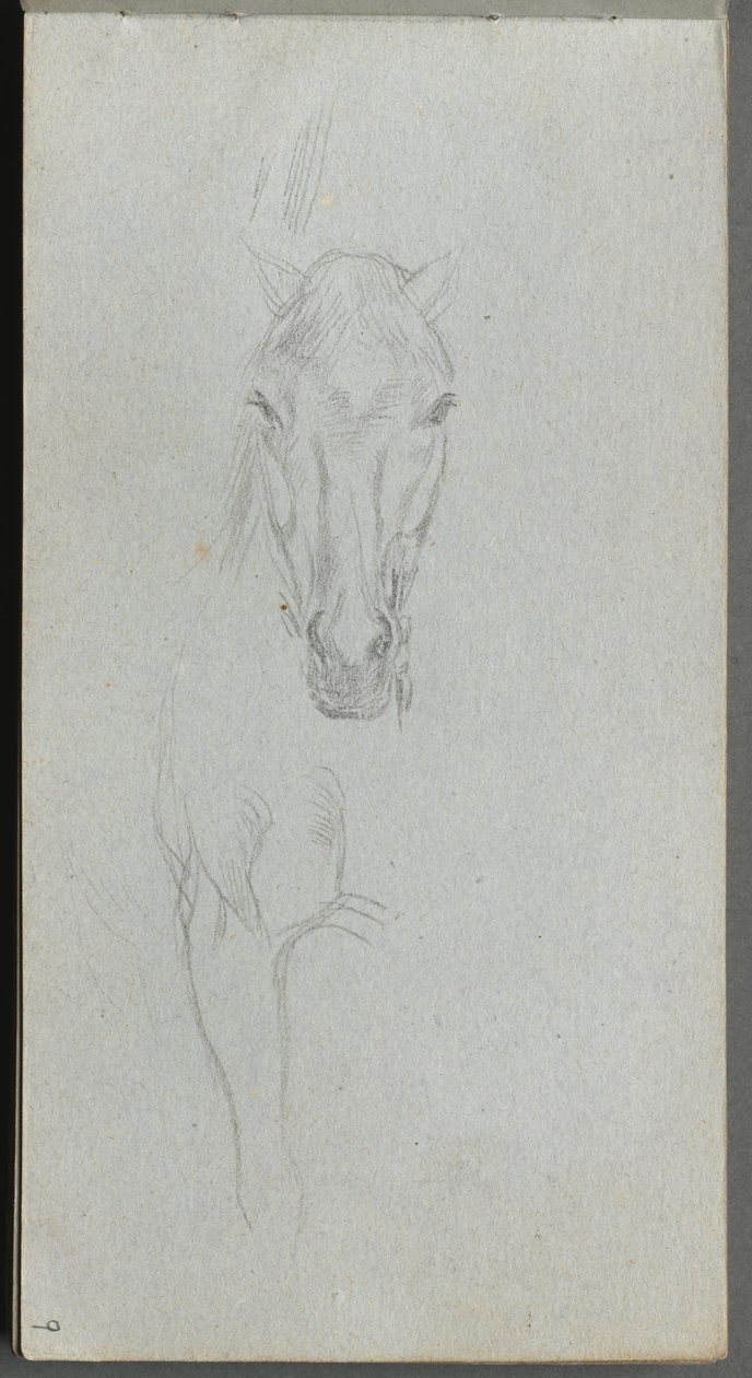 Skissebok, side 09: Studie av en hest. av Jean Louis Ernest Meissonier