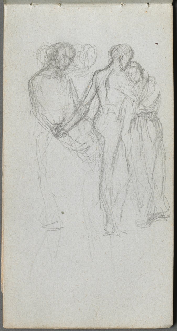 Skissebok, side 10: Figurer som omfavner av Ernest Meissonier