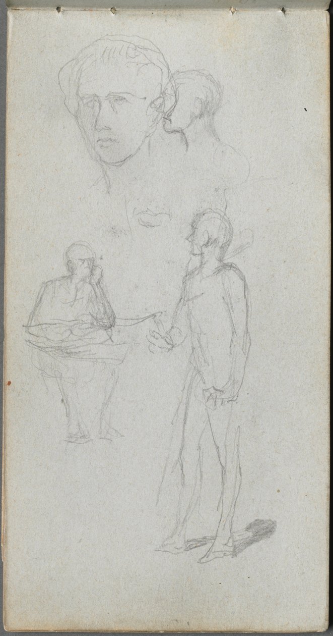 Skissebok, side 12: Flere figurer. av Jean Louis Ernest Meissonier