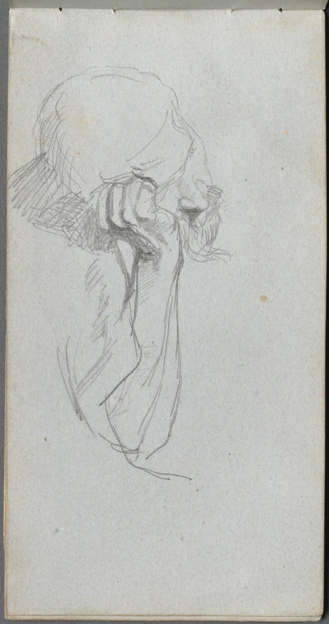 Skissebok, side 16: Melankolsk figur . av Jean Louis Ernest Meissonier
