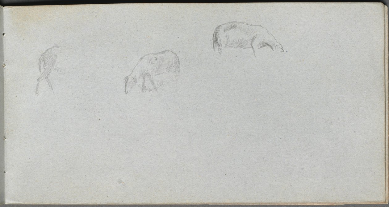 Skissebok, side 20: Dyrestudier. av Jean Louis Ernest Meissonier