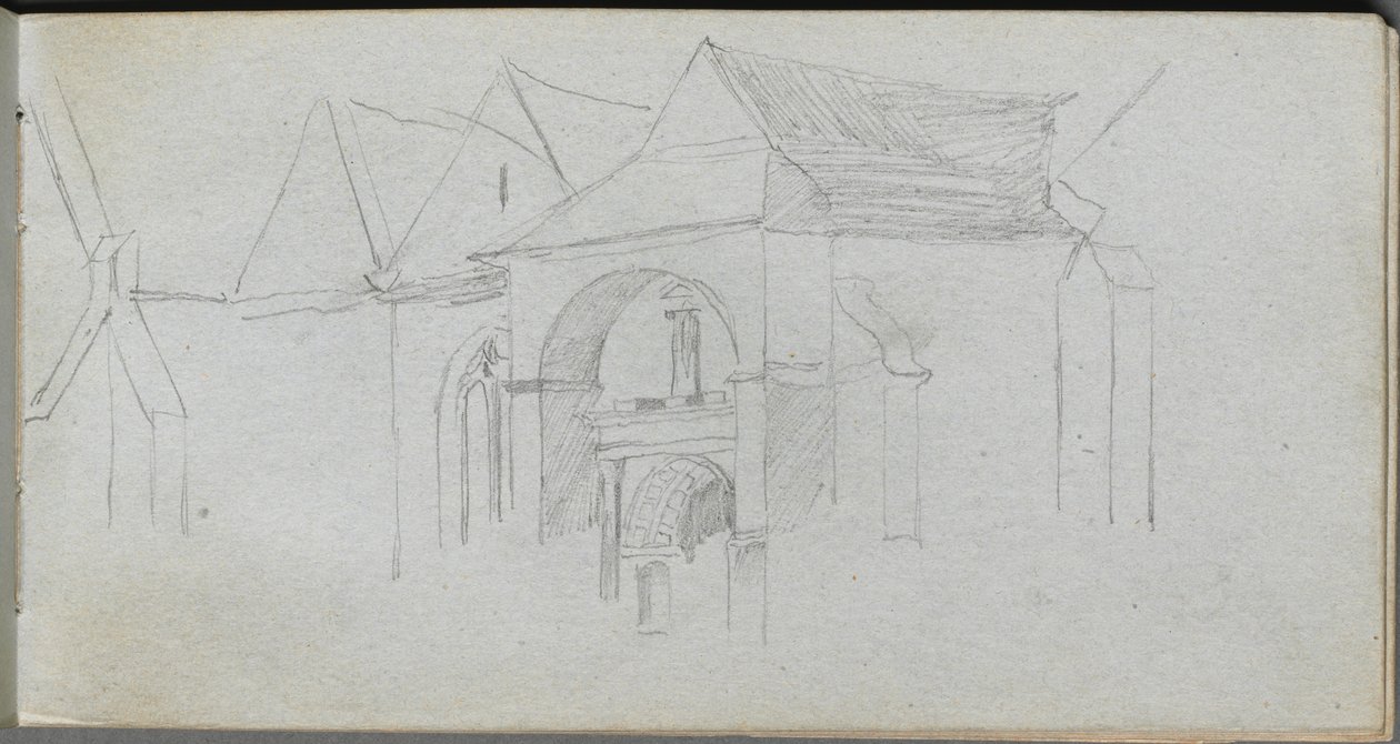 Skissebok, side 22: Arkitekturstudie. av Jean Louis Ernest Meissonier