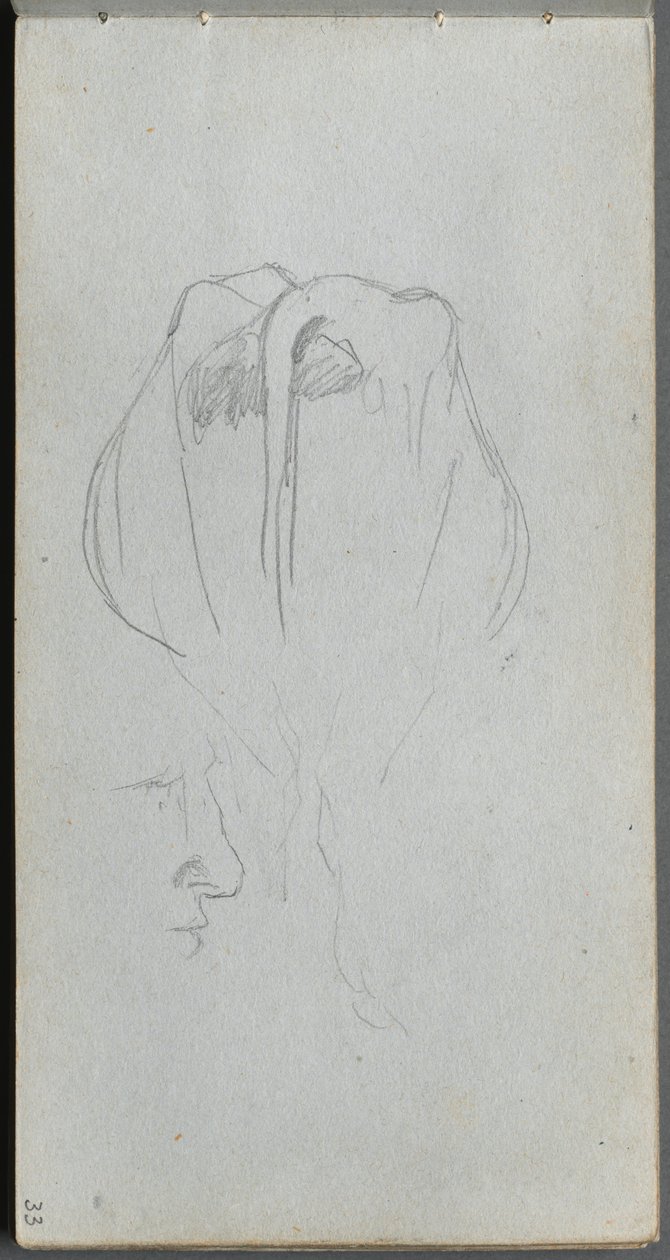 Skissebok, side 33: Studie av en ku bakfra og profilstudie. av Jean Louis Ernest Meissonier