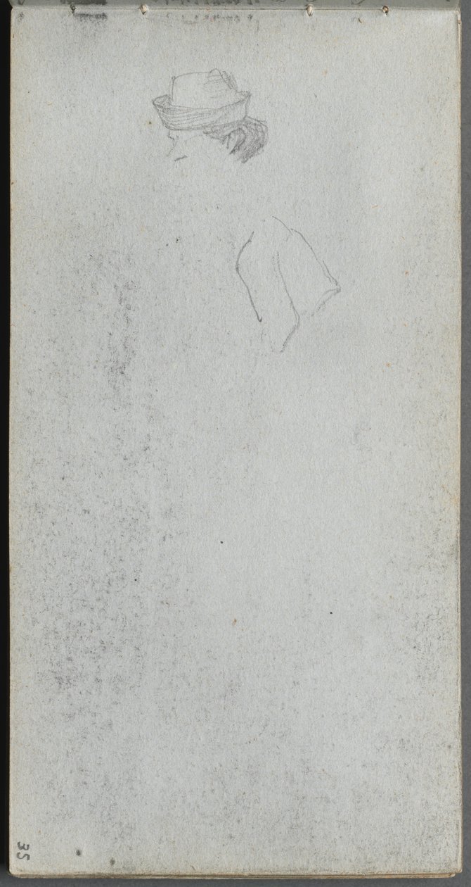 Skissebok, side 35: Studie av et hode. av Jean Louis Ernest Meissonier