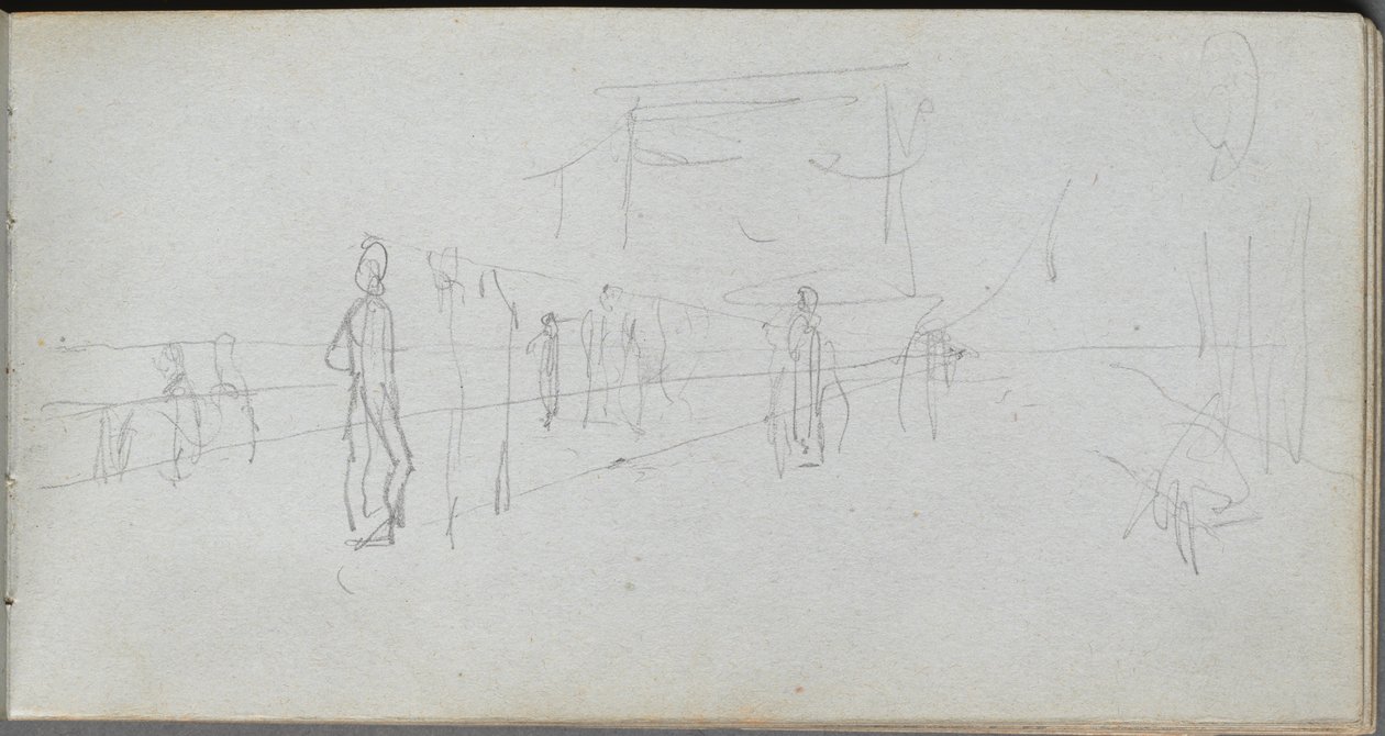 Skissebok, side 40: Perspektivstudie. av Jean Louis Ernest Meissonier
