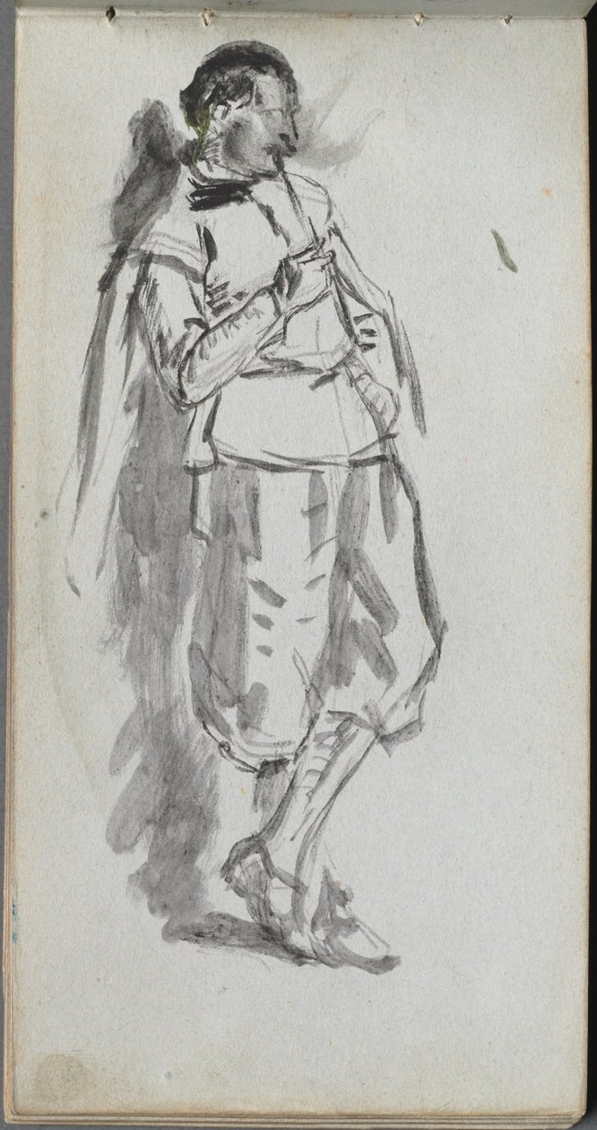 Skissebok, side 46: Stående mannsfigur av Ernest Meissonier