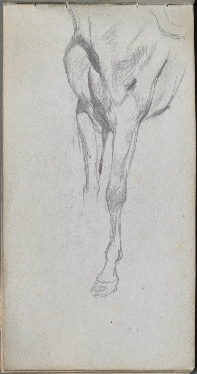 Skissebok, side 48: Studie av en hest. av Jean Louis Ernest Meissonier