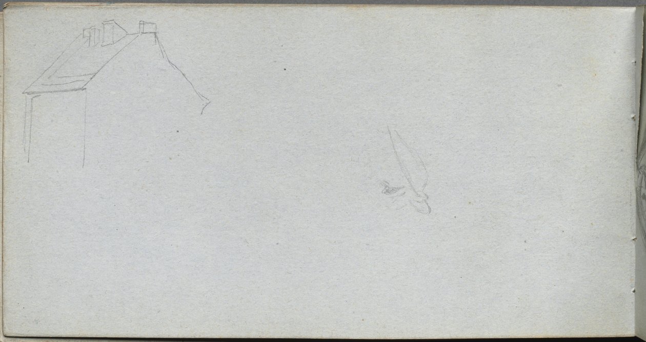 Skissebok, side 54: Arkitekturstudie. av Jean Louis Ernest Meissonier