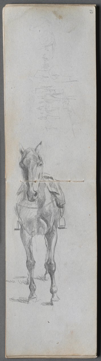 Skissebok, side 56 og 57: Studie av en hest. av Jean Louis Ernest Meissonier