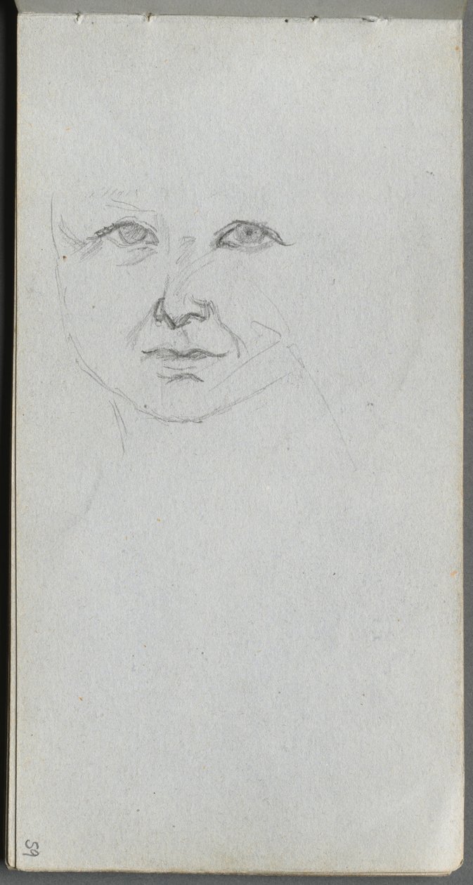 Skissebok, side 59: Studie av et ansikt. av Jean Louis Ernest Meissonier