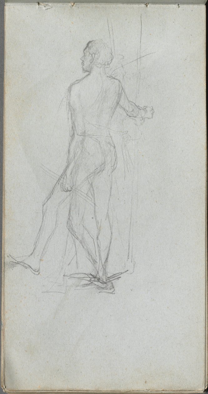 Skissebok, side 60: Nakenstudie av menn. av Jean Louis Ernest Meissonier