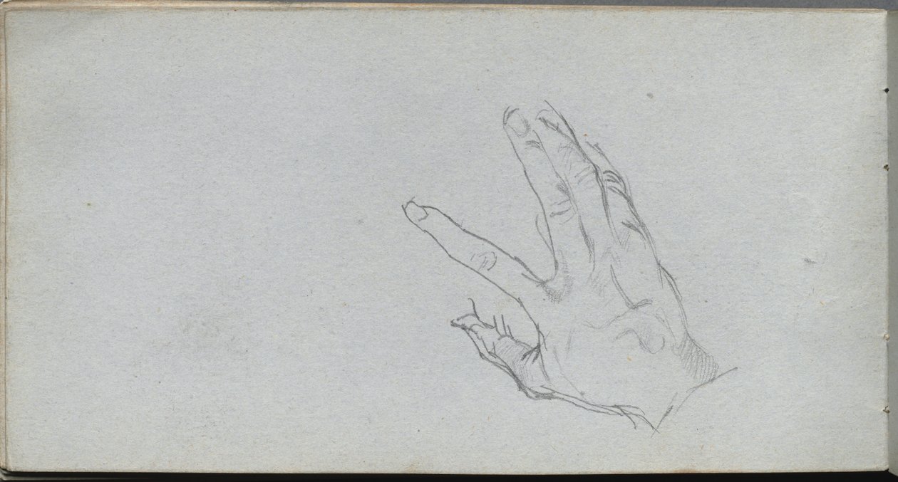 Skissebok, side 68: Studie av en hånd. av Jean Louis Ernest Meissonier