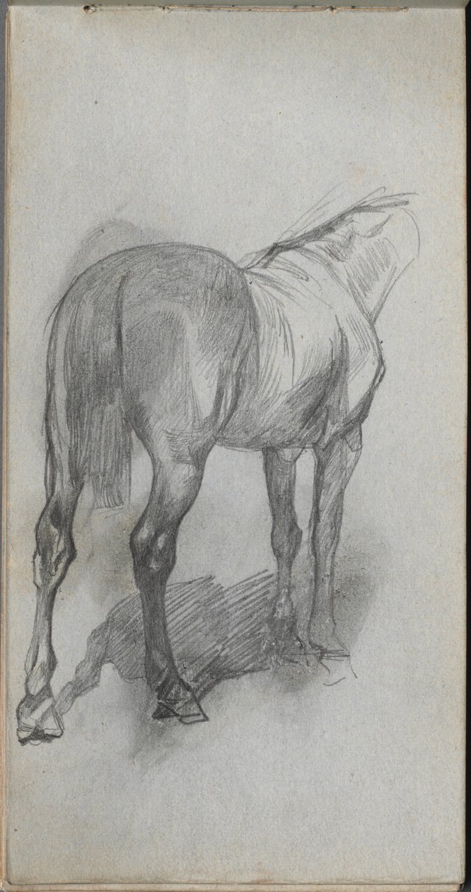 Skissebok, side 76: Studie av en hest. av Jean Louis Ernest Meissonier