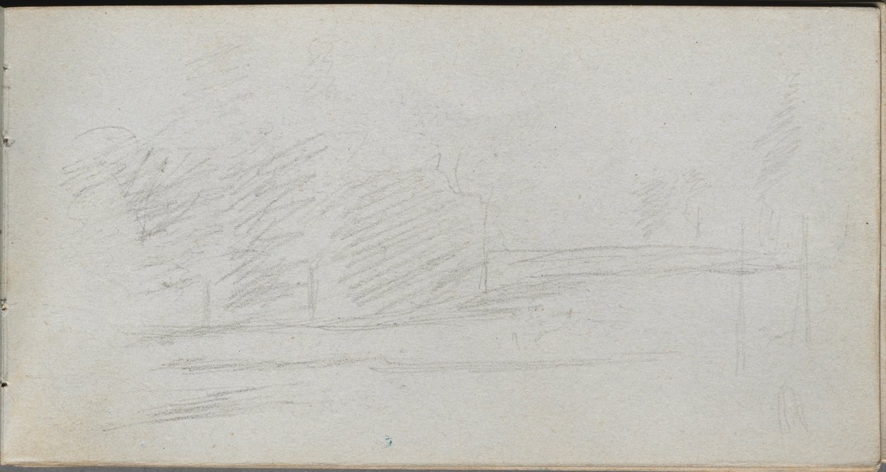 Skissebok, side 78: Landskapsstudie. av Jean Louis Ernest Meissonier
