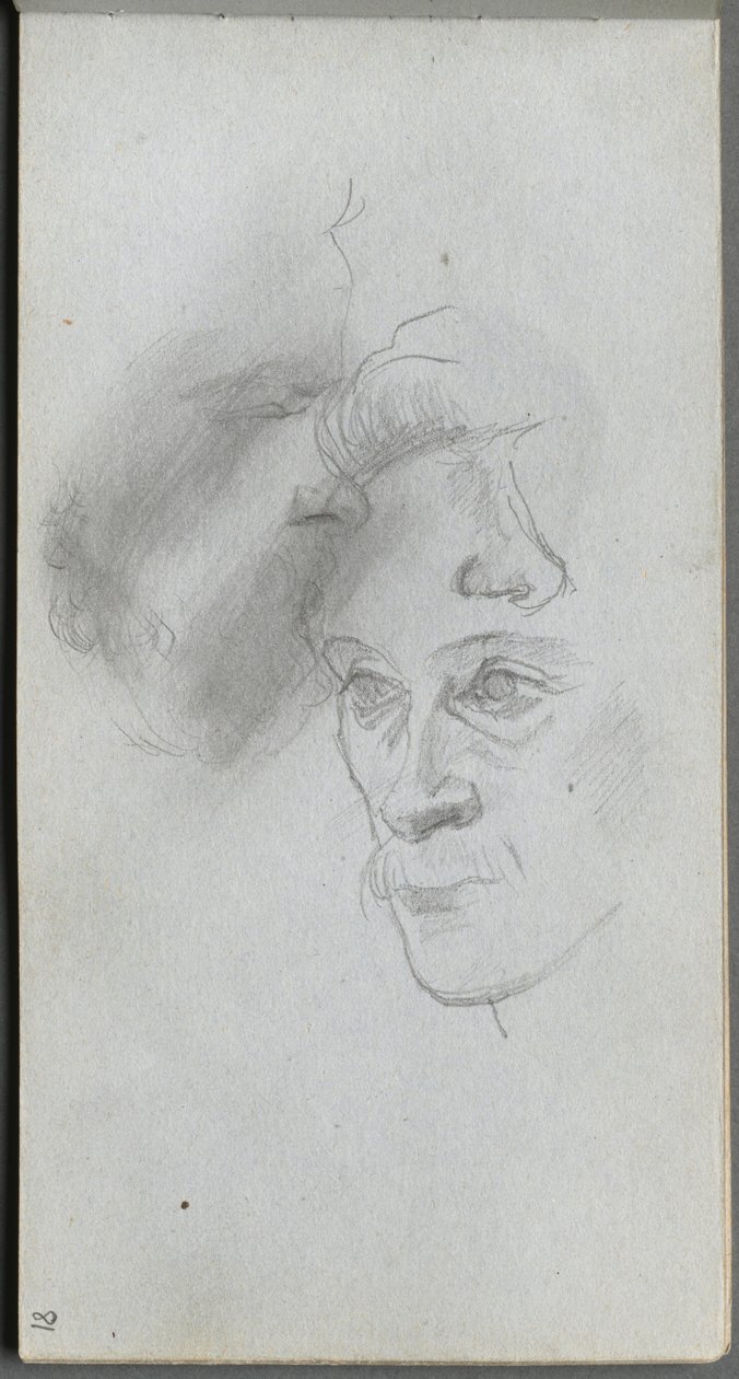 Skissebok, side 81: Studie av ansikter. av Jean Louis Ernest Meissonier