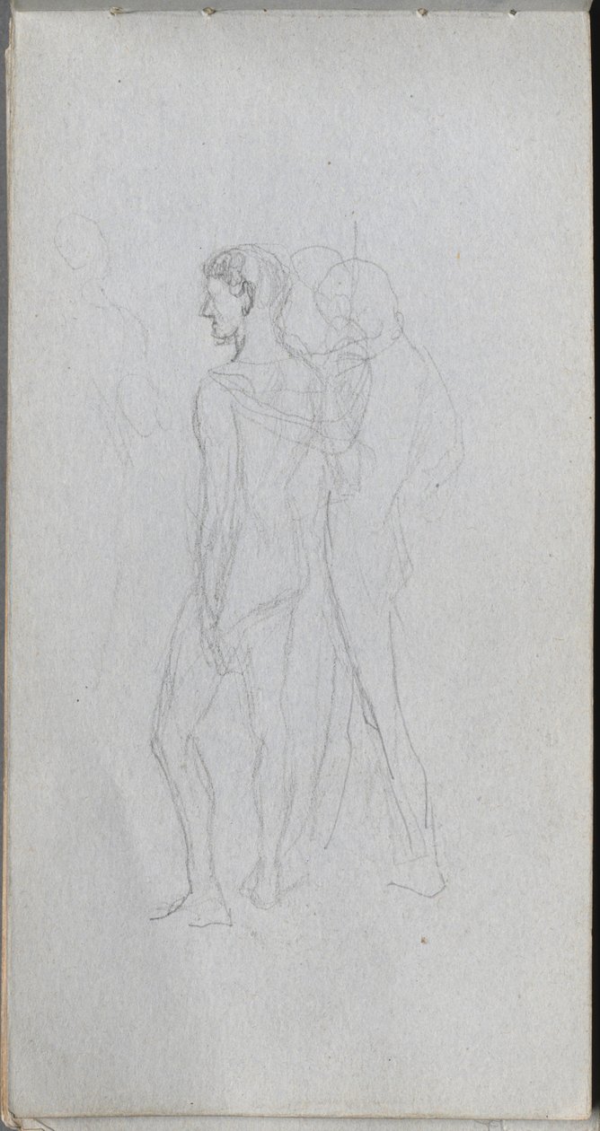 Skissebok, side 92: To nakenbilder. av Jean Louis Ernest Meissonier