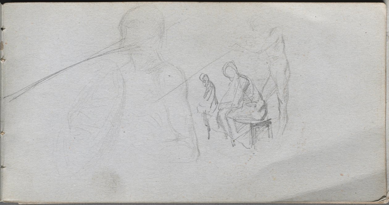 Skissebok, side 98: Studie av figurer. av Jean Louis Ernest Meissonier
