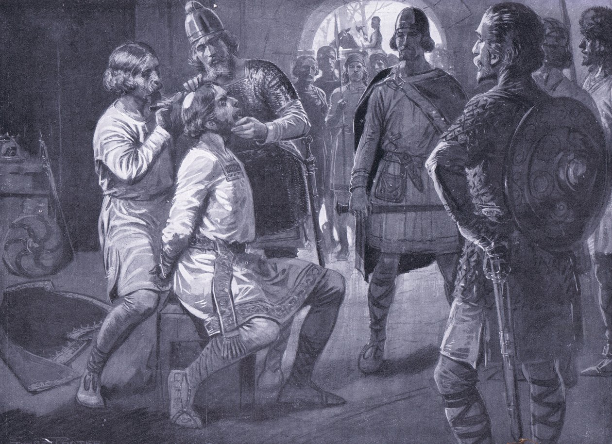 Ceolwulf, konge av Northumbria, blir tvangsklippet AD731 av Ernest Prater