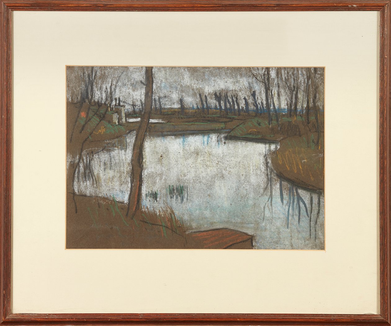 Lille Bridge and West Moat (pastell på brunt papir) av Ernest Procter