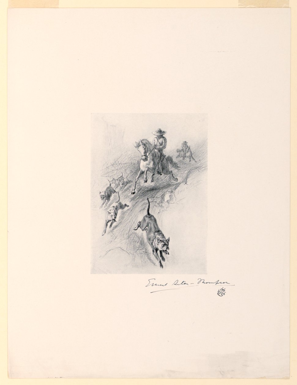 Garveri, med hundene sine, kom galopperende opp i Cañon av Ernest Thompson Seton